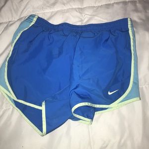nike, blue and green shorts